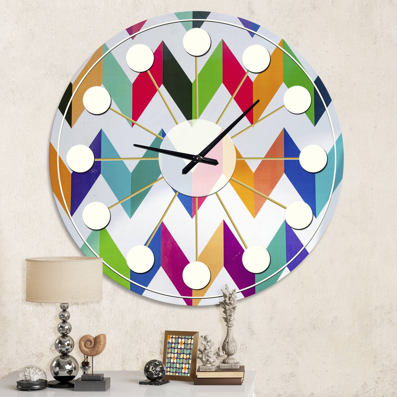 Designart Geometrical Retro Design III Mid-Century Modern Wall Clock